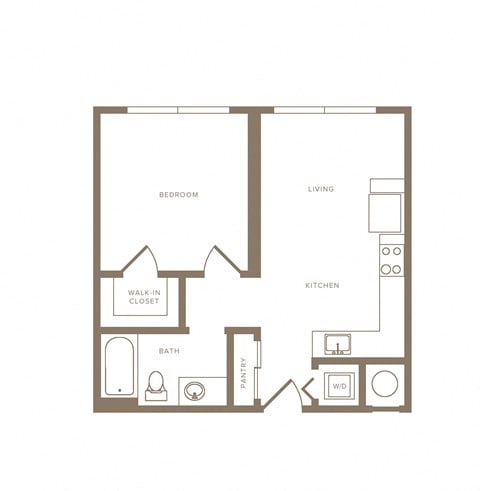 Floor plan for 1 bed, 1 bath, 560 sqft